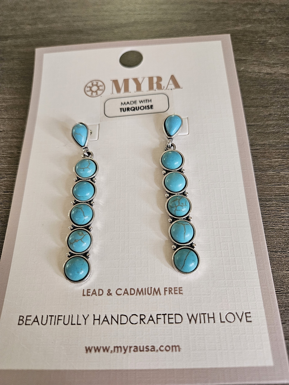 Myra Turquoise Linear Drop Earrings - Turquoise Blue Stones